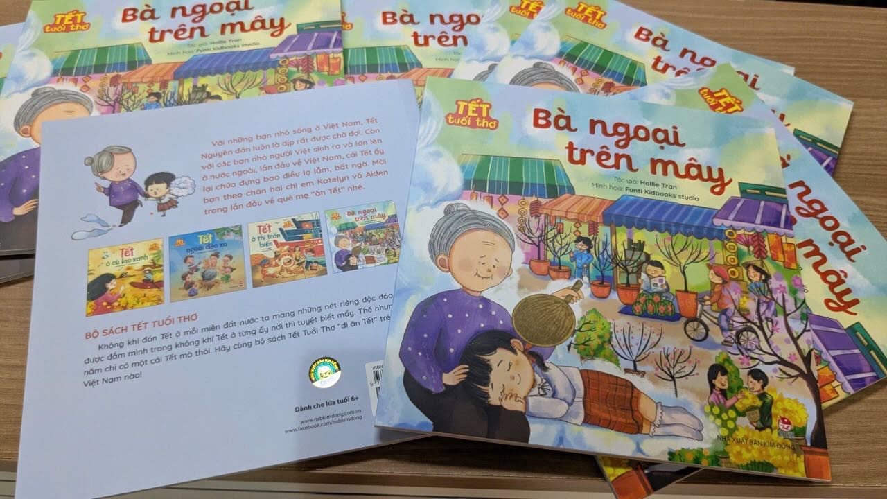 Bộ sách Tết Tuổi Thơ của NXB Kim Đồng, trong đó có Bà Ngoại Trên Mây do Funti Kidbooks minh hoạ